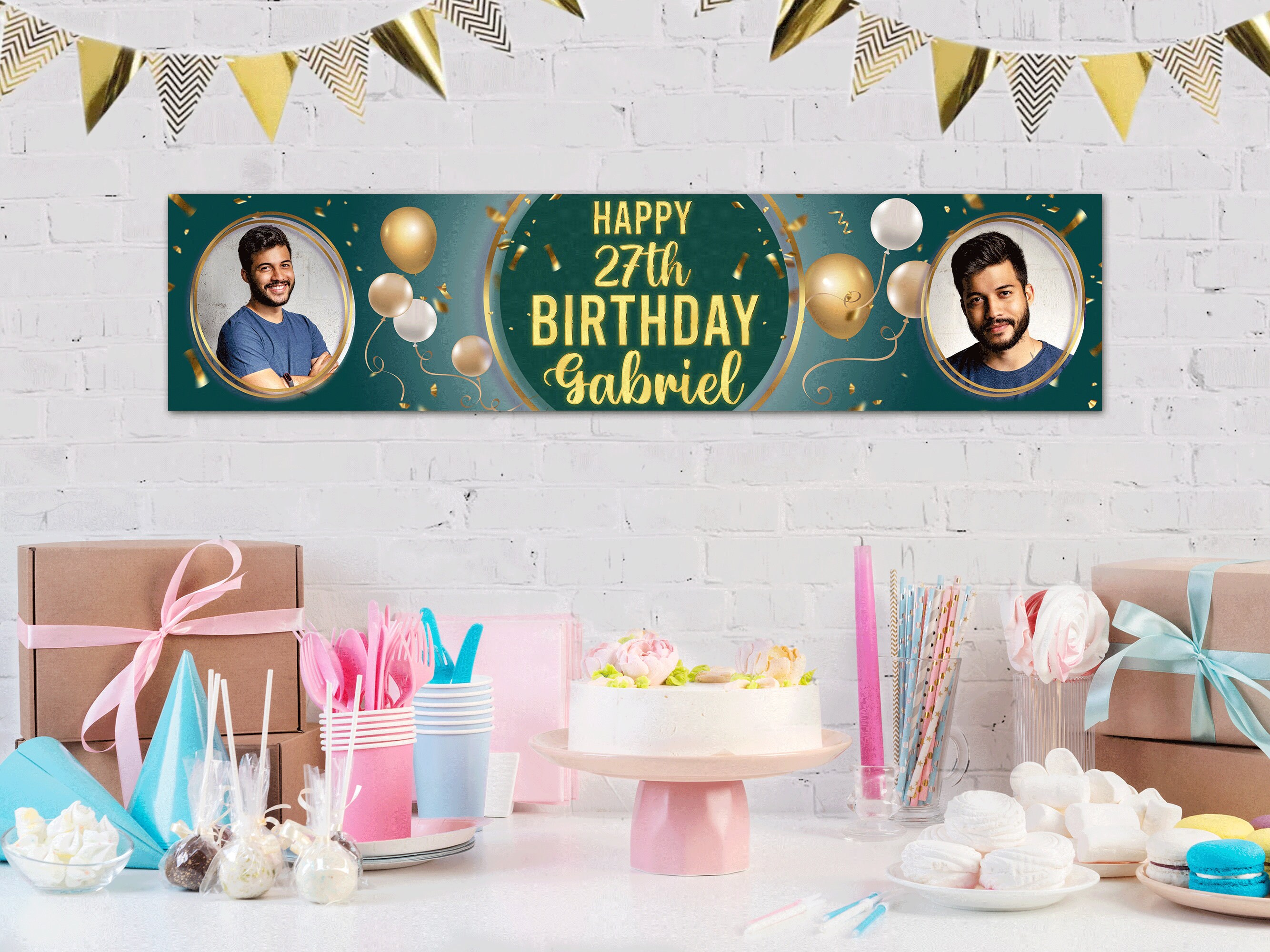2 Personalised Birthday Banners For Milestone Ages - 16th, 18th, 21st, 30th, 40th, 50th, 60th, 70th & More