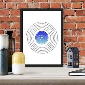 Custom Vinyl Lyric Music Print, First Dance Song, Personalised Record Art, Typography Print, Favourite Song Vinyl Print, Custom Song Art