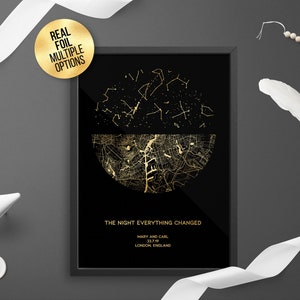 Mappa personalizzata personalizzata della città doppia, mappa stellare, matrimonio, regalo di fidanzamento - primo anniversario, regalo unico oro / argento / oro rosa / rame