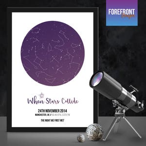 Personalisierte 'When stars collide' Sternenkarte/Sternbild Nachthimmel Karte - Fantastischer Geburtstag/ Weihnachten/Hochzeit/Valentinstagsgeschenk - Shabby Chic