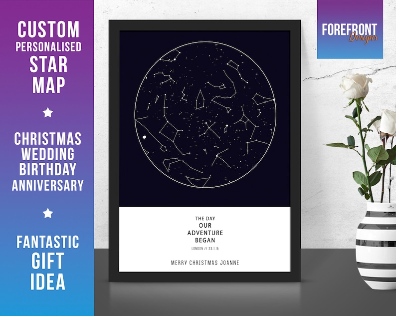 Christmasxmas Personalised Star The Began Adventure Gift Mapconstellation Present Night Locationtime Our Sky Map Fantastic Day Any DEHY29WI