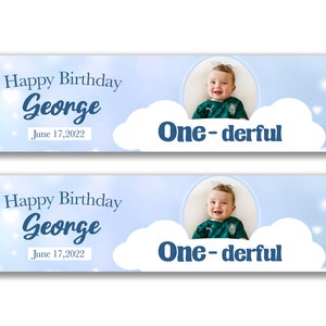 2 x Personalised Birthday Baby Photo Banners - Any Name, Age and Occasion Custom/Party Decoration/ Celebration party banner garland