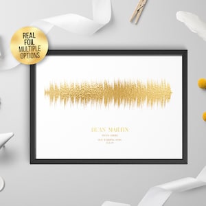 Custom FOIL Soundwave Art Print, Favourite Song/artist Fantastic Engagement - Metallic, Gold, Copper, Rose Gold, Silver foil Sound wave