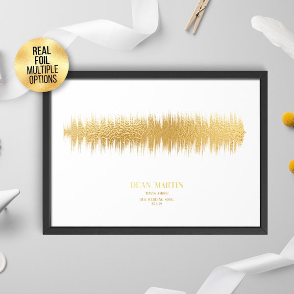 Custom FOIL Soundwave Art Print, Favourite Song/artist Fantastic Engagement - Metallic, Gold, Copper, Rose Gold, Silver foil Sound wave