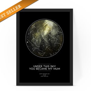 Personalisiert the night you became my mum star map - Traumhaftes Muttertagsgeschenk, besonderes Andenken, Jedes Datum, Uhrzeit, Ort