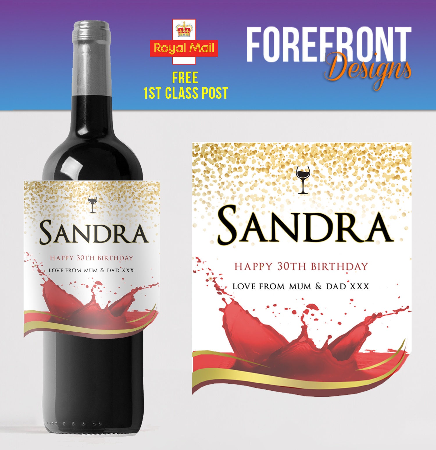 Personalised RED WINE bottle labelIdeal Etsy