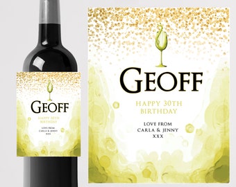 Personalised WHITE WINE bottle label-Ideal Celebration/Anniversary/Birthday/Wedding gift personalized bottle label