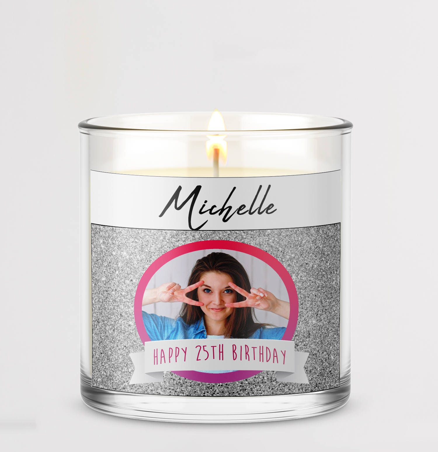 Personalised photo candle/sticker label - Perfect Mother's Day/Grandma gift Celebration/Birthday/Wedding/Engagement gift/All occasions