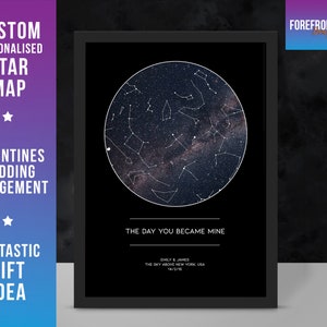 Personalisiert When you became MINE Star Map/Constellation Night Sky Map - Traumhafte Verlobung/Hochzeit/Valentinstagsgeschenk - Geschenkidee für Paare