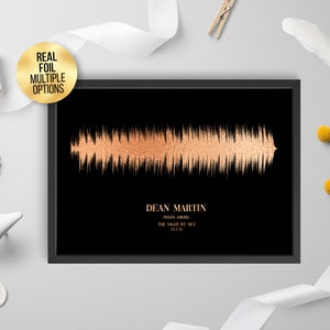 Custom FOIL Soundwave Art Print, Favourite Song/artist Fantastic Engagement - Metallic, Gold, Copper, Rose Gold, Silver foil Sound wave