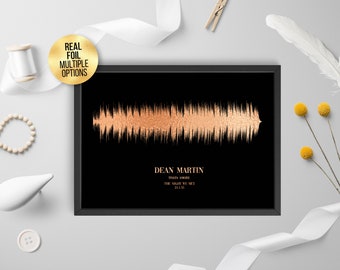 Custom FOIL Soundwave Art Print, Favourite Song/artist Fantastic Engagement - Metallic, Gold, Copper, Rose Gold, Silver foil Sound wave