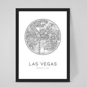 LAS VEGAS USA Personalisierte Karte Poster Kunst -Home Dekor/Wandkunst/BüroDruck/Küchenkunst/Moderne Reise Straßen karte Kunst