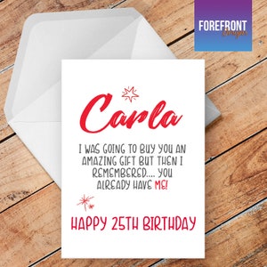 Tarjeta de felicitación personalizada DIVERTIDA de "regalo increíble": cualquier ocasión o evento de cumpleaños / boda / aniversario / graduación / regalo del día del padre