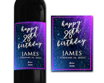 Personalised 30th/40th/50th Birthday Wine bottle label - Ideal Celebration/Anniversary/Birthday/Wedding gift personalized bottle label