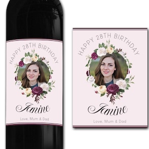 Personalizowana etykieta na butelkę wina ze zdjęciem na 21., 30., 40. i 50. urodziny - idealny prezent na uroczystość/rocznicę/urodziny/ślub. Personalizowana etykieta na butelkę