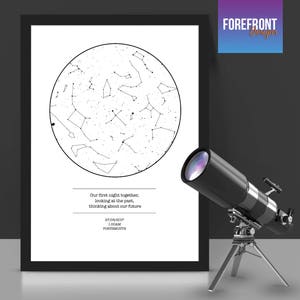 Personalisierte 'Our first night' Sternenkarte/Sternbild Nachthimmel karte - Fantastische Verlobung/Hochzeit/Valentinstagsgeschenk - Jeder Ort/Zeit
