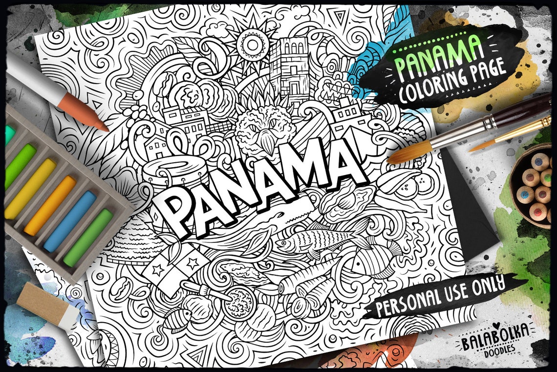 PANAMA Digital Coloring Page/ Panamanian Travel Adult Coloring/ Central ...