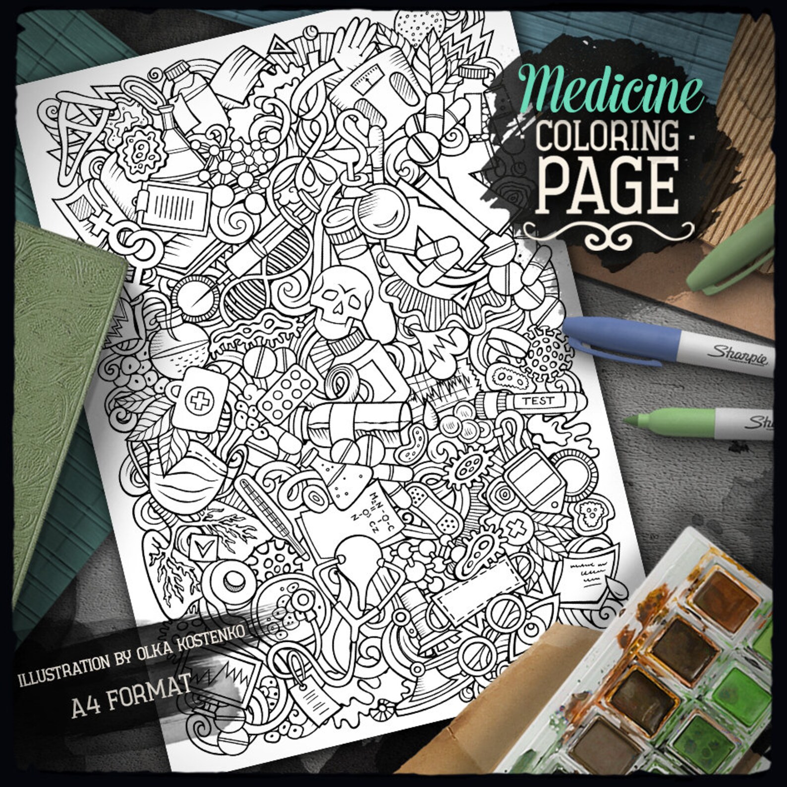 Medical Coloring Page/ Adult Coloring Book/ Digital Colouring Etsy