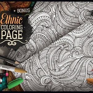 LEO Zodiac Adult Coloring Page, Zodiac Sign Coloring Book, Fantasy Girl Face, Ethnic Doodle Woman, Printable Sheet, Digital Download, A4 image 3