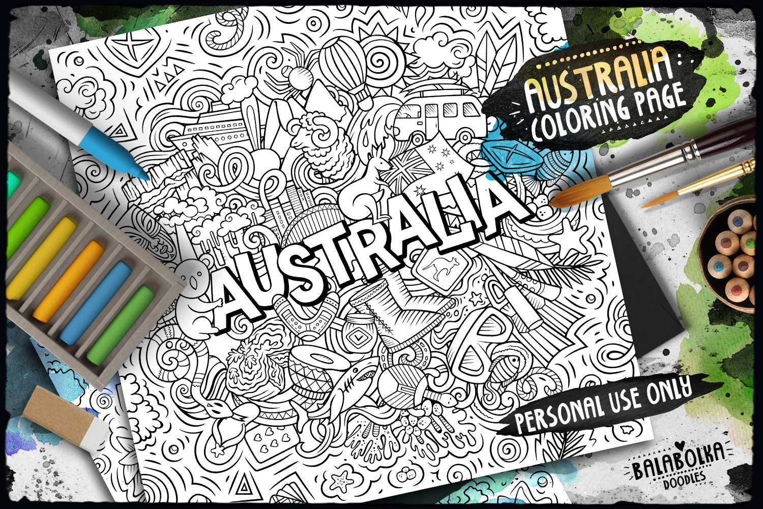 AUSTRALIA Digital Coloring Page/ Australian Culture Adult - Etsy