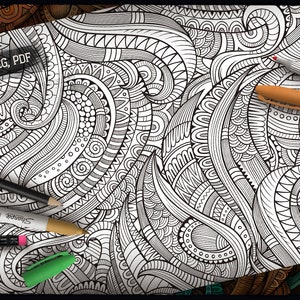 LEO Zodiac Adult Coloring Page, Zodiac Sign Coloring Book, Fantasy Girl Face, Ethnic Doodle Woman, Printable Sheet, Digital Download, A4 image 5