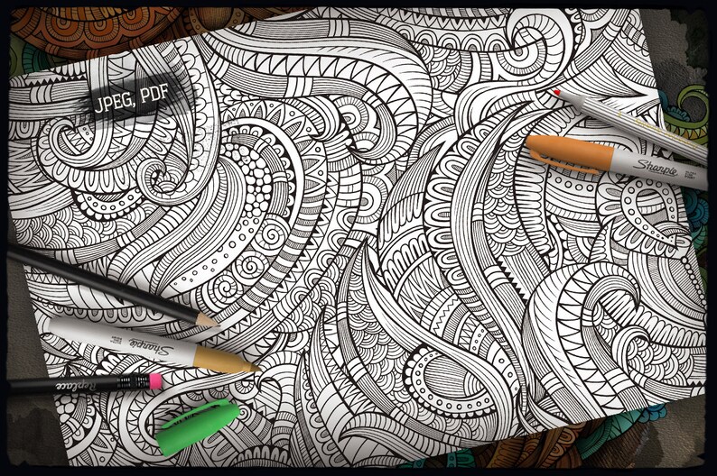 LEO Zodiac Adult Coloring Page, Zodiac Sign Coloring Book, Fantasy Girl Face, Ethnic Doodle Woman, Printable Sheet, Digital Download, A4 image 5