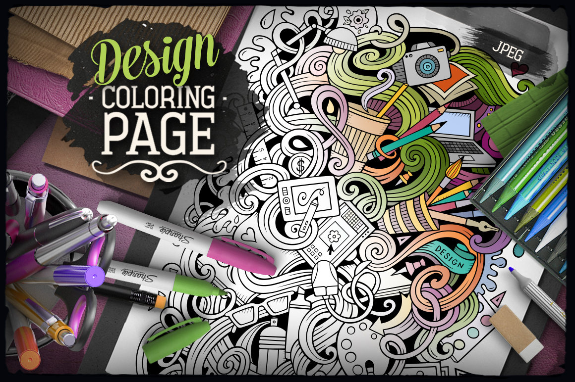 Download Design Digital Coloring Page Designer Doodle Adult Coloring Etsy