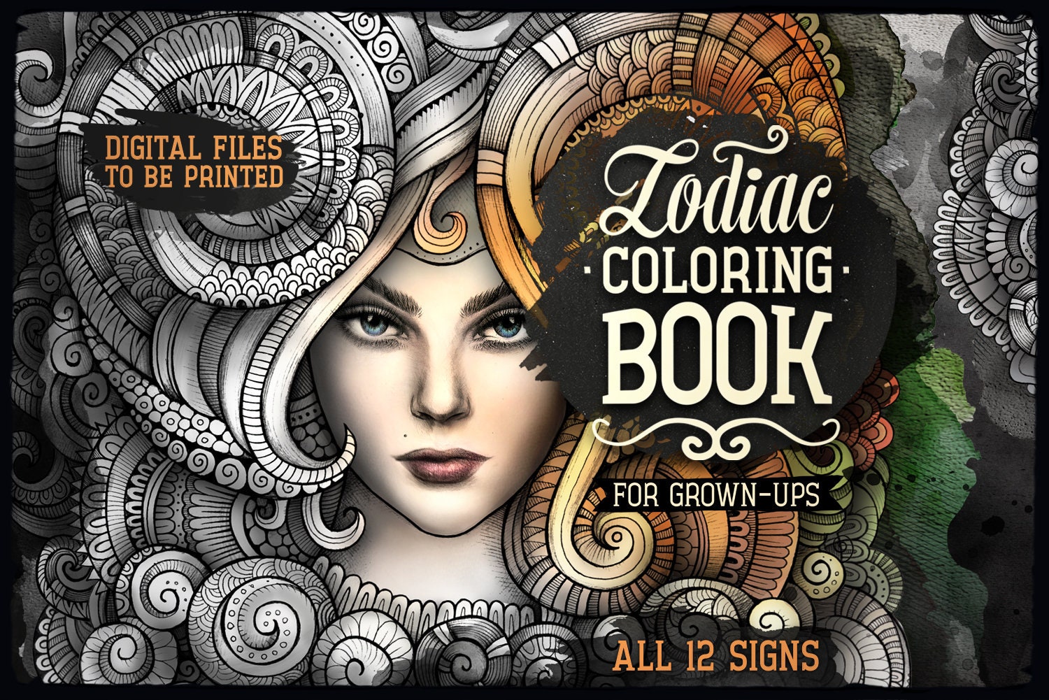 zodiac coloring book 12 zodiac signs digital download adult etsy israel