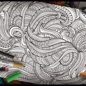 LEO Zodiac Adult Coloring Page, Zodiac Sign Coloring Book, Fantasy Girl Face, Ethnic Doodle Woman, Printable Sheet, Digital Download, A4 image 4