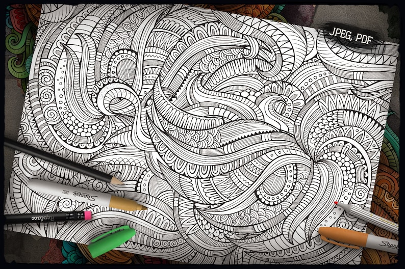 LEO Zodiac Adult Coloring Page, Zodiac Sign Coloring Book, Fantasy Girl Face, Ethnic Doodle Woman, Printable Sheet, Digital Download, A4 image 4