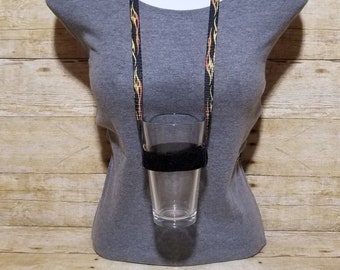 Drinking Lanyard - Flames Cup Lanyard Beer Lanyard Adjustable Lanyard Beer Fest Beerfest Drink Holder Drink