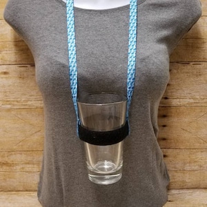 Drinking Lanyard - Geo Blue Cup Lanyard Beer Lanyard Adjustable Lanyard Beer Fest Beerfest Drink Holder Drink Necklace CLOSEOUT