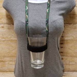 Drinking Lanyard - Camouflage Green Cup Lanyard Beer Lanyard Adjustable Lanyard Beer Fest Beerfest Drink Holder Drink Necklace