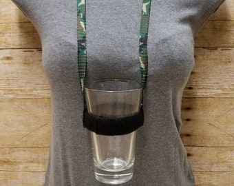 Drinking Lanyard - Camouflage Green Cup Lanyard Beer Lanyard Adjustable Lanyard Beer Fest Beerfest Drink Holder Drink Necklace