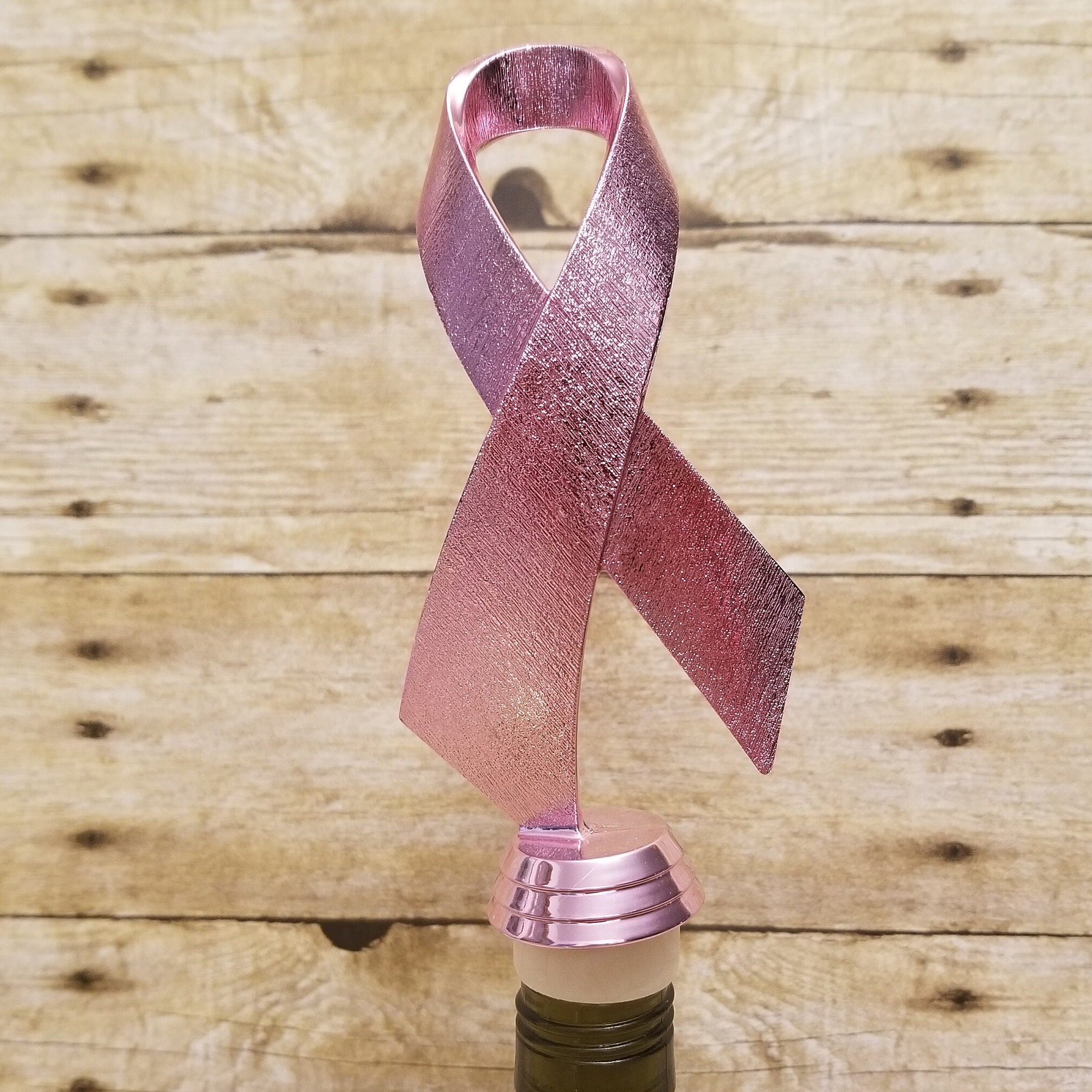 Pink Ribbon Wine Stopper Pink Awareness Wine Stopper Trophy Wine Stopper Awareness Ribbon Ribbon Wine Stopper