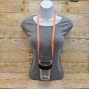 Drinking Lanyard - Solid Orange ***NEW LENGTH Cup Lanyard Beer Lanyard Adjustable Lanyard Beer Fest Beerfest Drink Holder Drink Necklace