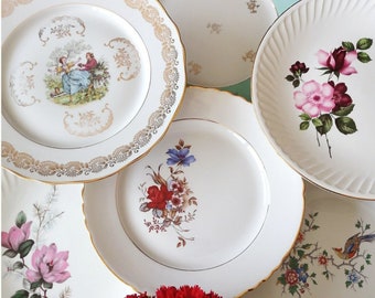 Platos FLAT no coincidentes, platos de porcelana francesa vintage