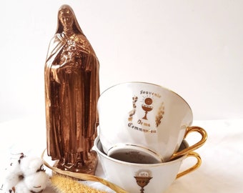 Vintage cup, communion souvenir, French porcelain