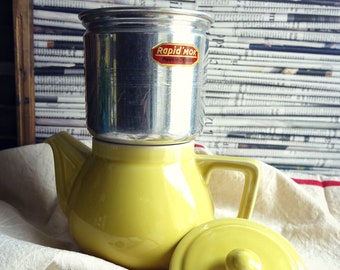 Old brand coffee maker "RAPID'MOK"- Yellow ceramic and aluminum coffee maker