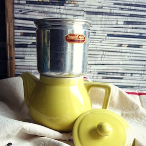 Old brand coffee maker &quot;RAPID&#39;MOK&quot;- Yellow ceramic and aluminum coffee maker