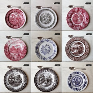 Thick DESSERT plates, old earthenware, various manufactures, mismatched tableware image 2