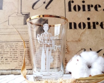 Vintage water glass, first communion, original gift
