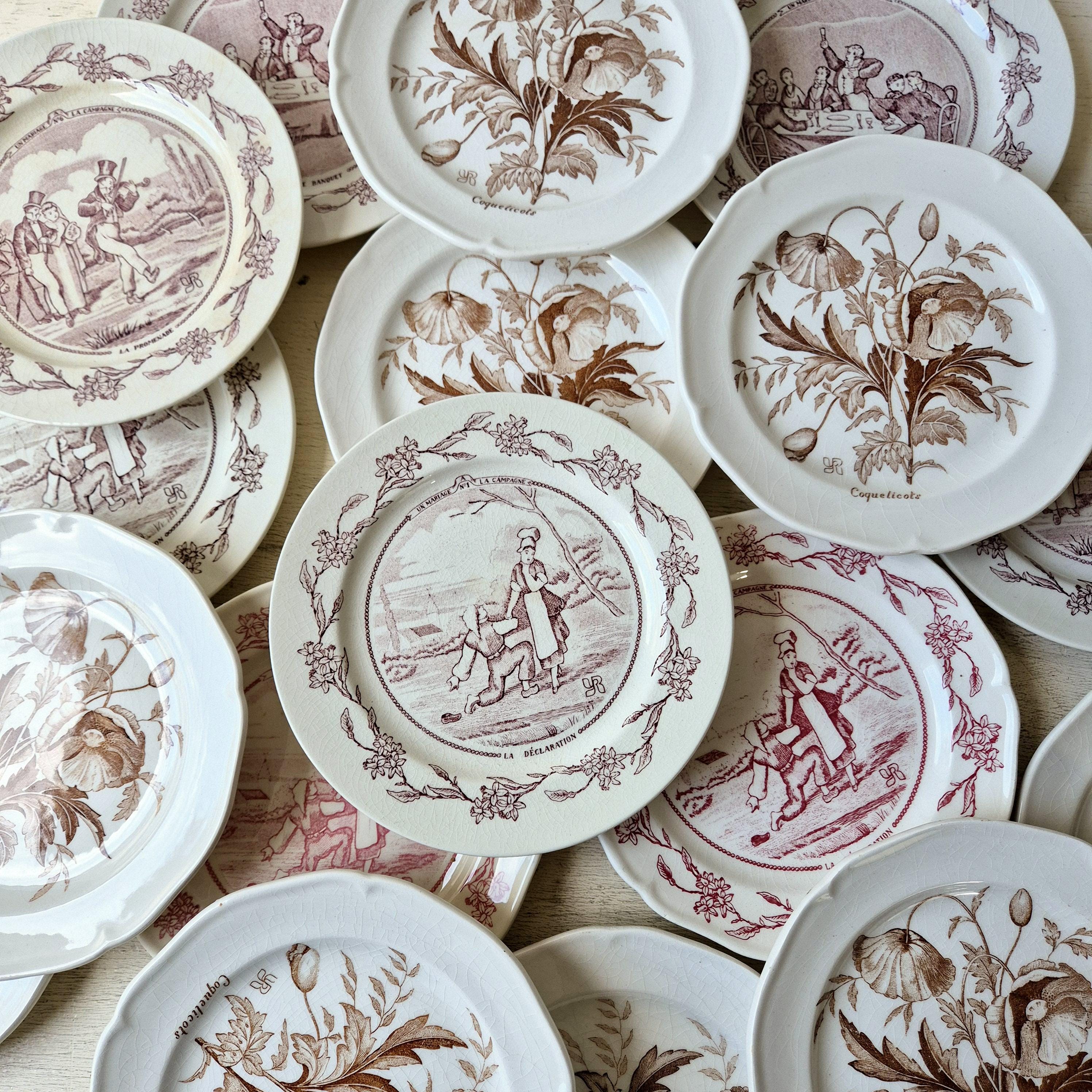 Dinette Ancienne En Porcelaine - Décor Coquelicots - Très Bon état
