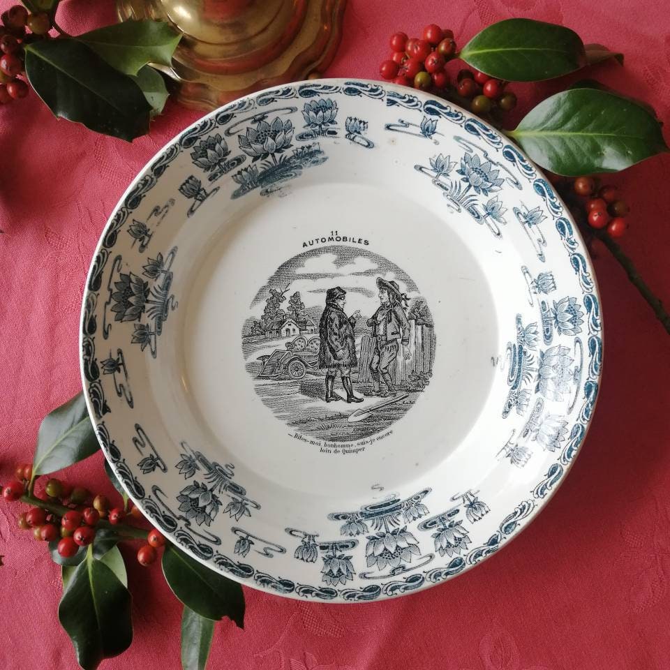 Plat Rond et Creux en Terre de Fer- Parlante - Bleu Old Dish Ironstone French Dish