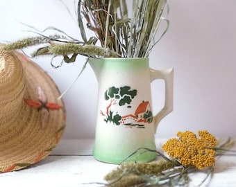 White ceramic decanter/water pitcher - Sarreguemines France