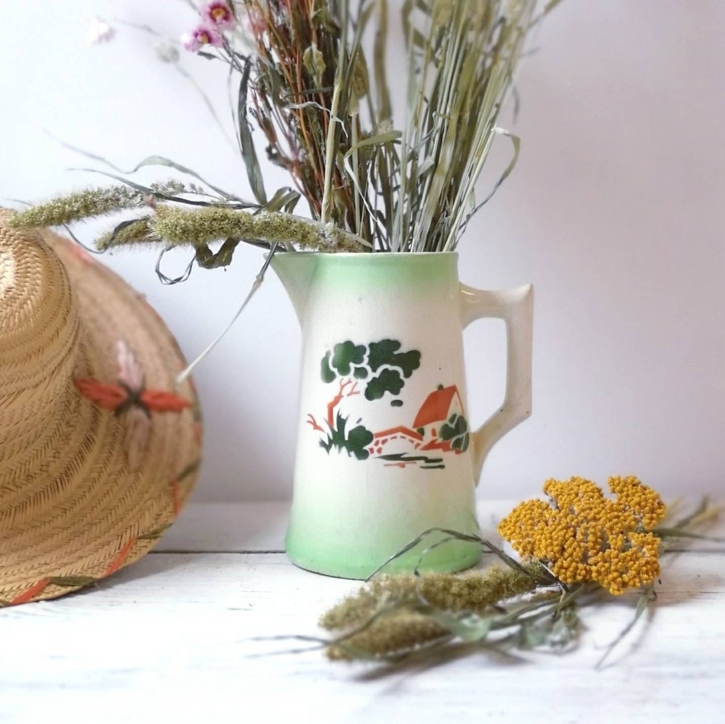 Carafe/Pichet à Eau en Céramique Blanche - Sarreguemines France