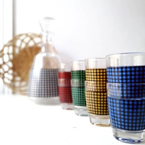 Liquor service, Bottle and glasses screen-printed seventies