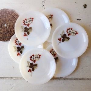 Seventies dessert plates, vintage Arcopal France plates