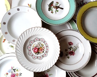 Mismatched HOLLOW plates, old French porcelain