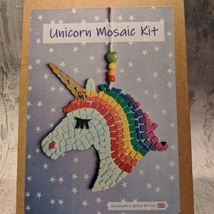 Children's Unicorn Mosaic Kit, Make a Mosaic Kit, Birthday Gift, Activity Eva Foam, DIY, Kids Craft, Wooden Rainbow Unicorn Kit personalised